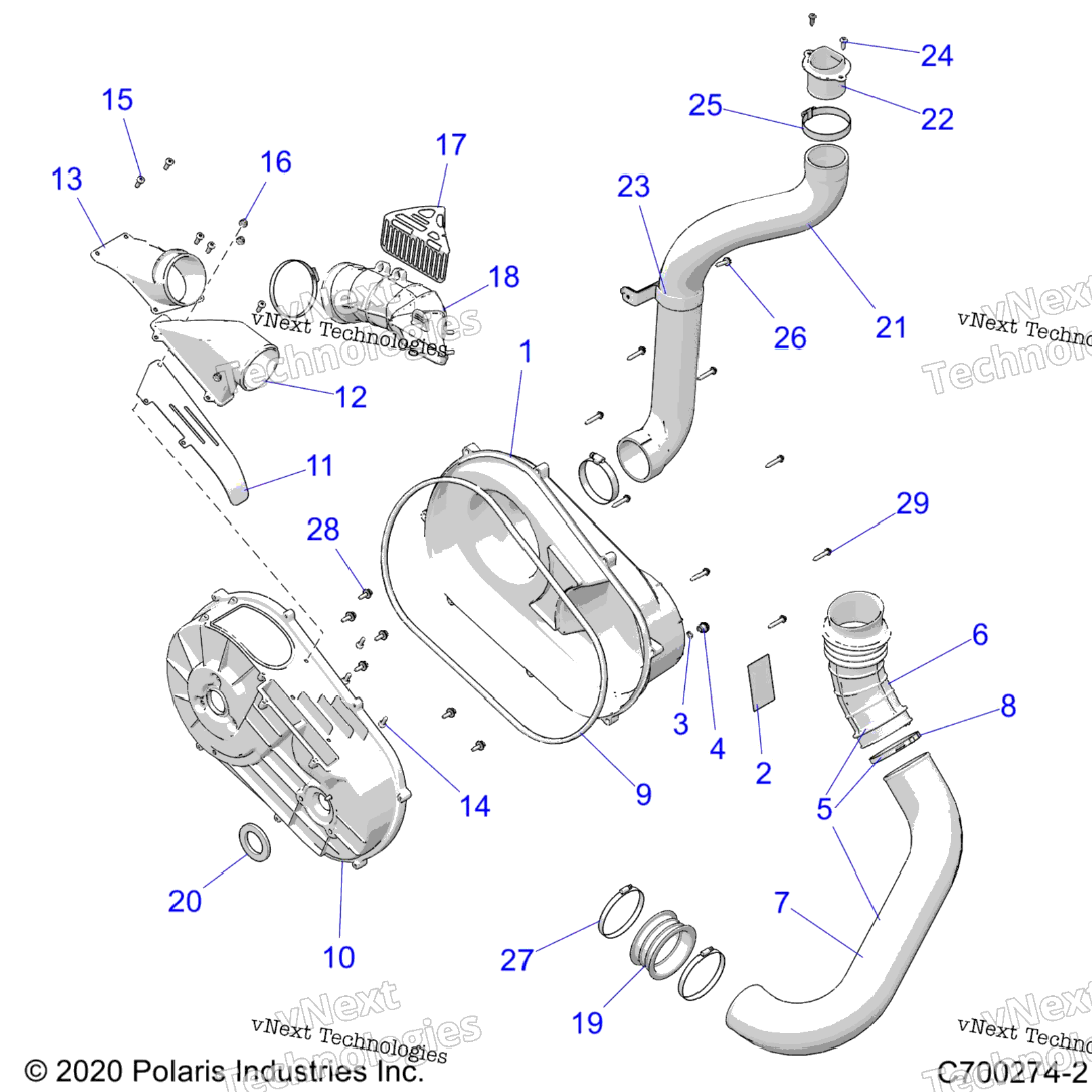 Drive Train, Clutch Cover And Ducting