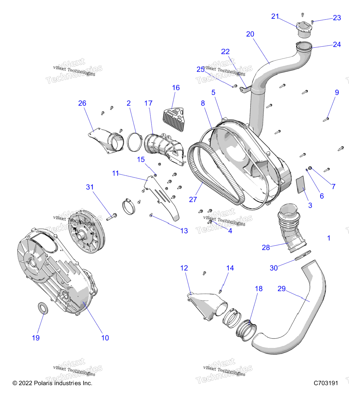 Drive Train, Clutch Cover And Ducting