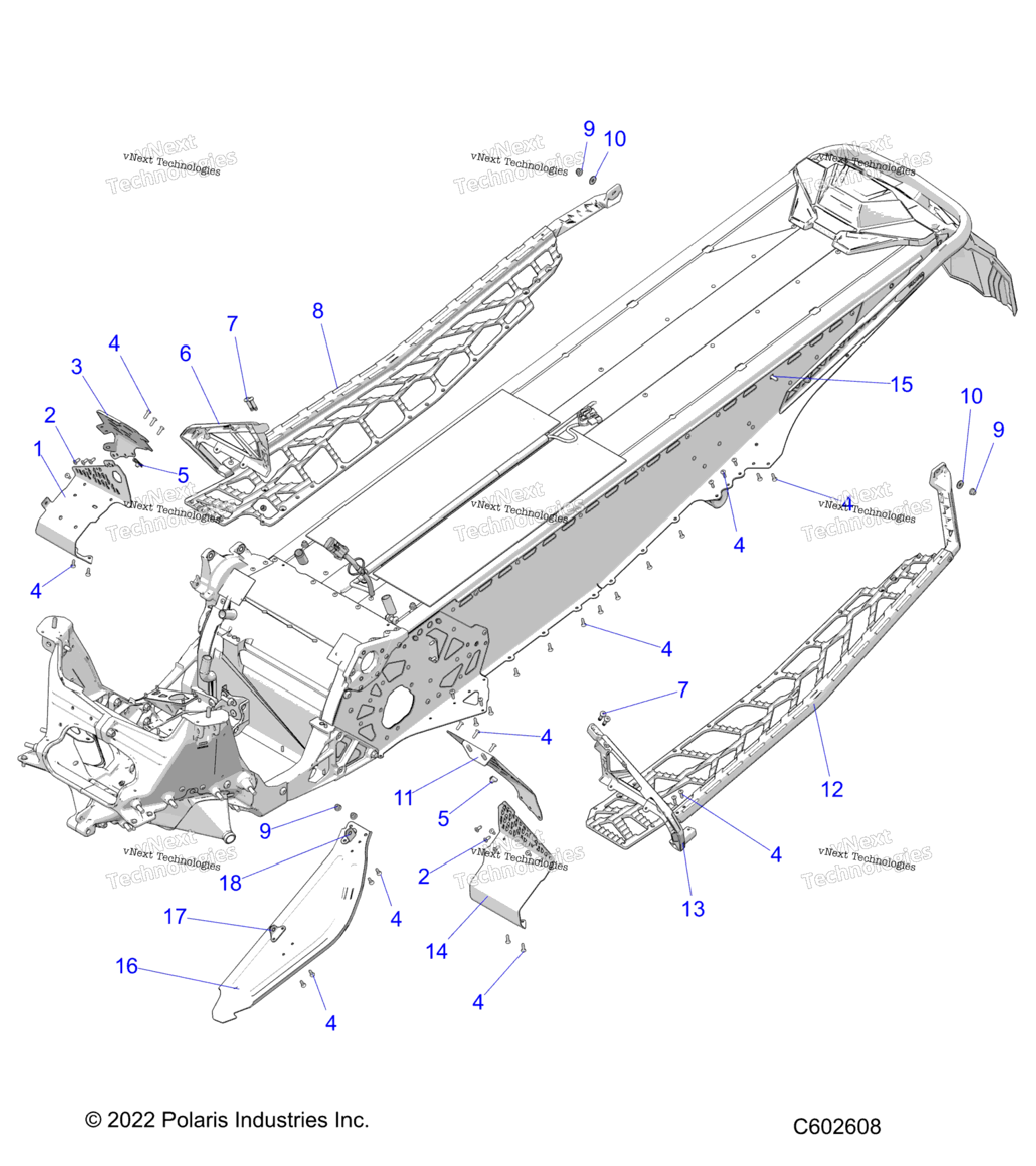 Chassis, Clutch Guard, Footrests, & Runningboards