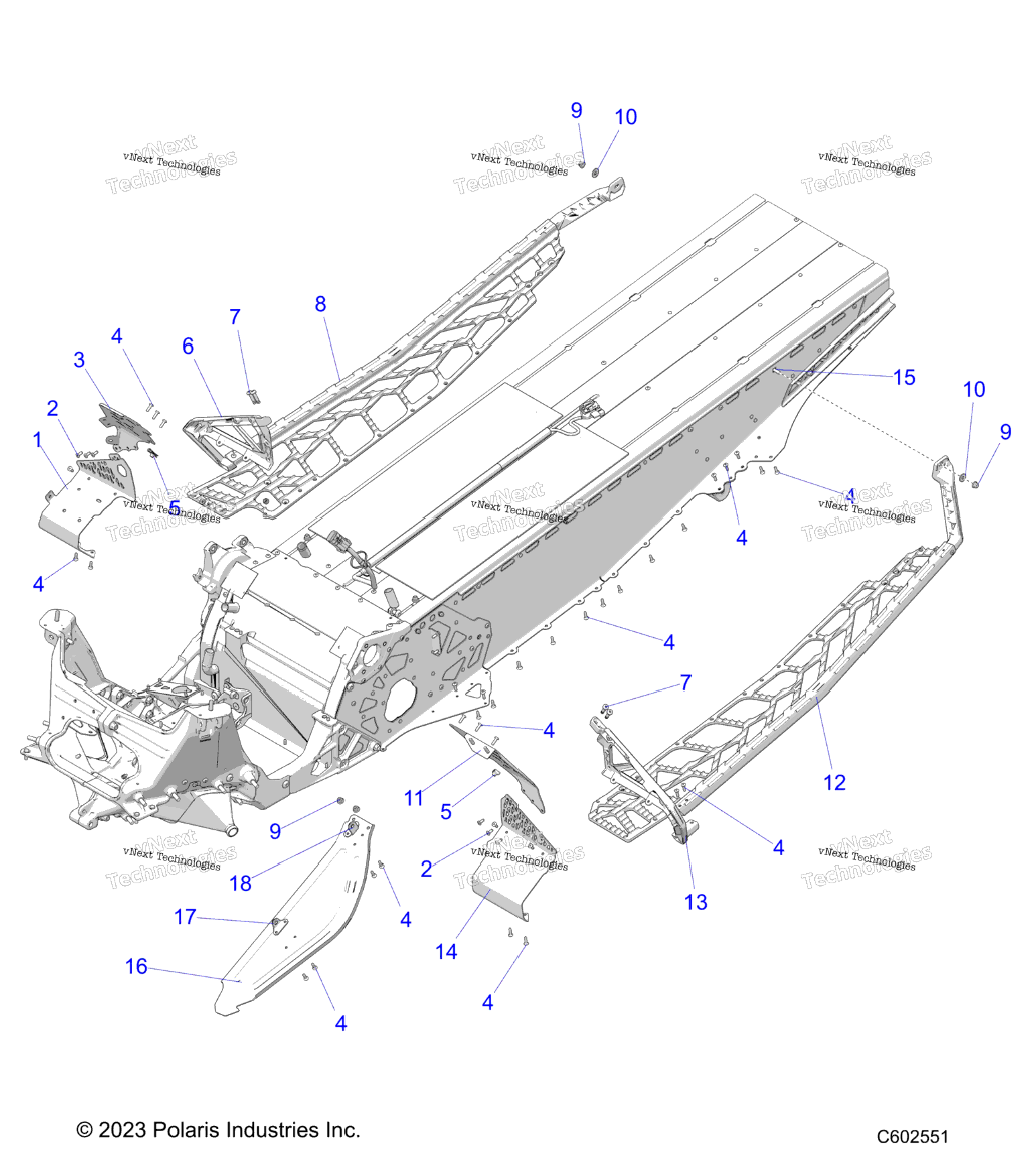 Chassis, Clutch Guard, Footrests, & Runningboards