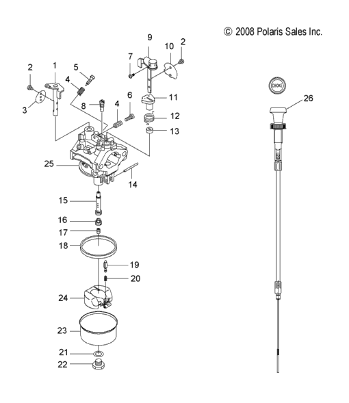 Engine, Carburetor & Choke Cable