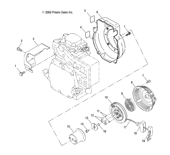 Engine, Recoil Starter & Blower Housing