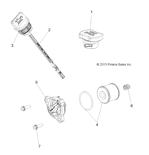 Engine, Oil Filter, Dipstick And Fill Cap