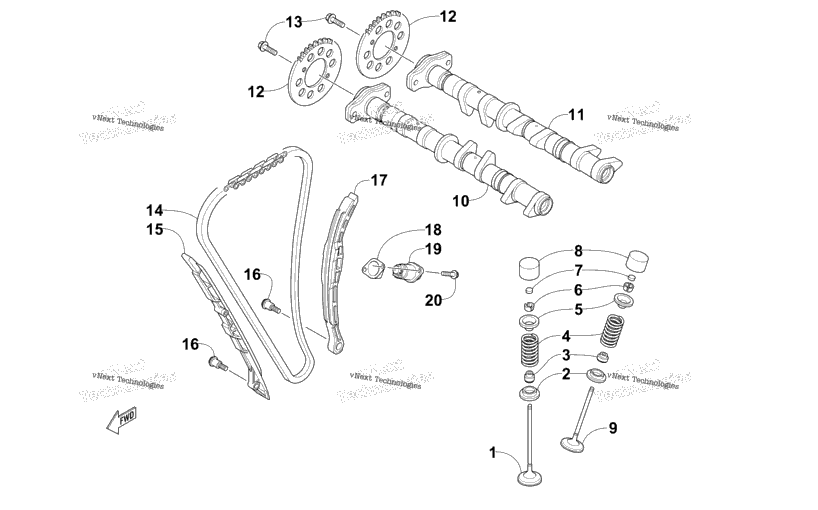 Camshaft, Chain, And Valve Assembly