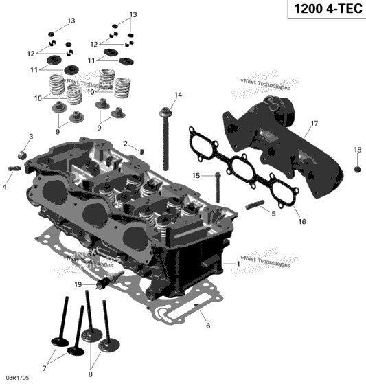 Cylinder Head and Exhaust Manifold - 1200 iTC 4-TEC